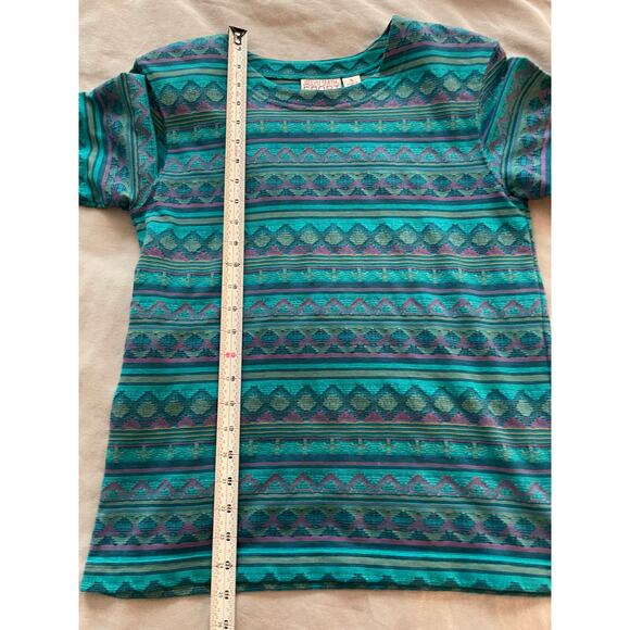 Vtg. Jaclyn Smith Sport Aqua Pattern Top SZ M - Picture 3 of 6